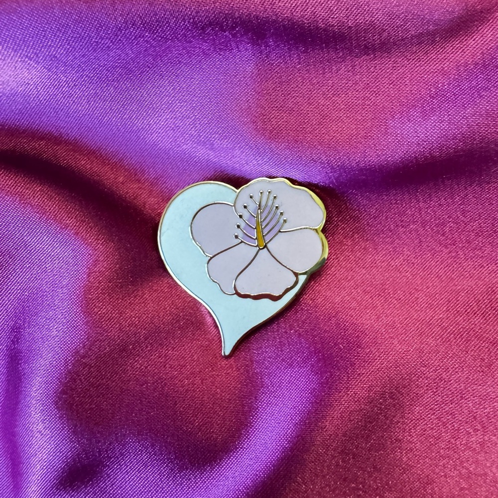 Laurel Burch Pink and Gold Heart Brooch